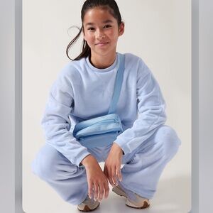Athleta Feelin Great 2.0 Two Piece Sweatshirt Sweapants Set Girls Large 12 Blue